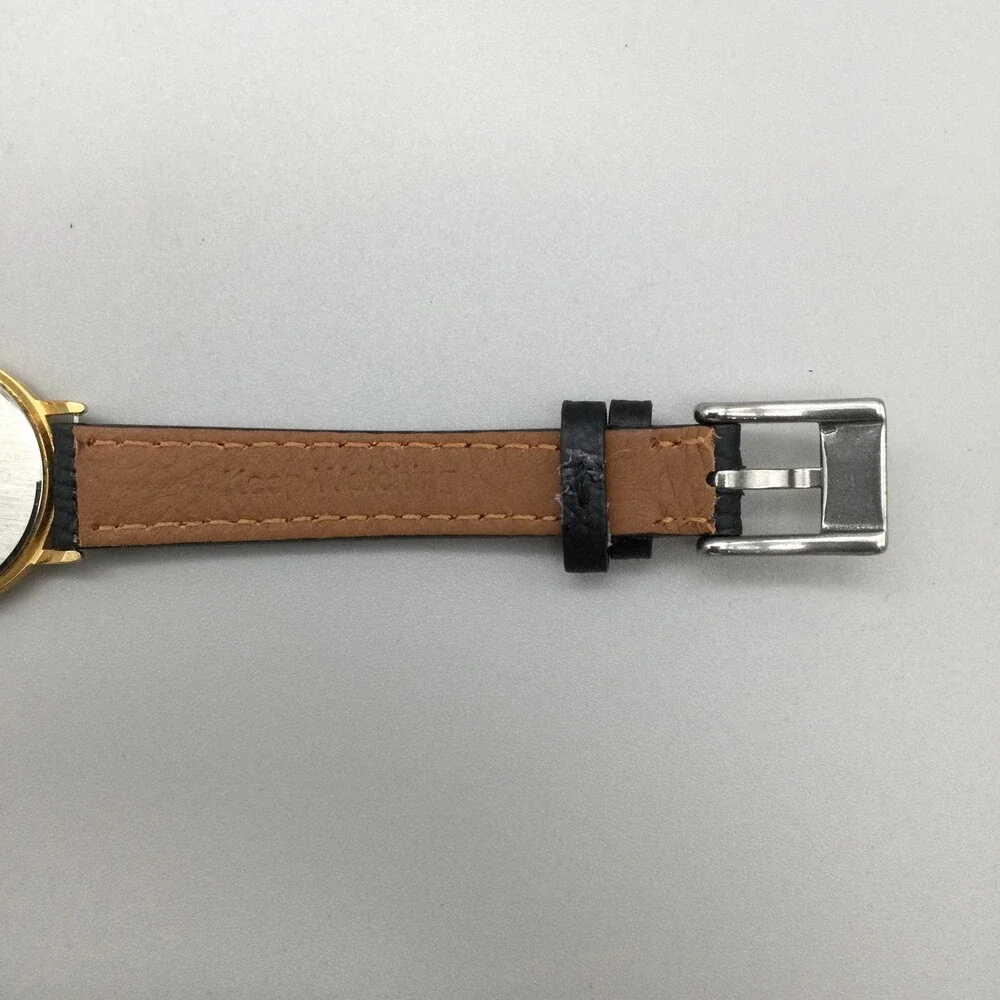 Seiko Watch Womens 26mm Gold Tone 1N00-0D59 Black Leather Band New Battery - Picture 12 of 15